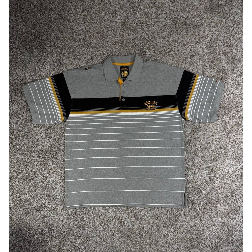 Akademiks Vintage Y2K akdmks Unseen Forces Striped Polo Shirt 3XL Hip Hop Skate